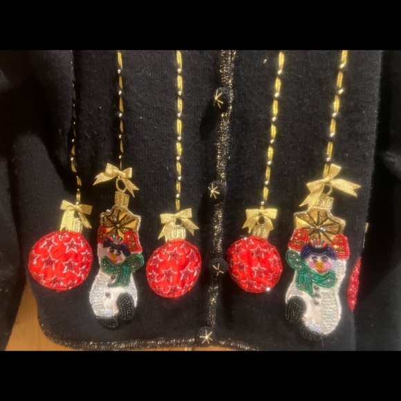 UGLY🤣CHRISTMAS SWEATER by CHRISTOPHER RADKO BellePointe ~ Black ~Large - Picture 5 of 9